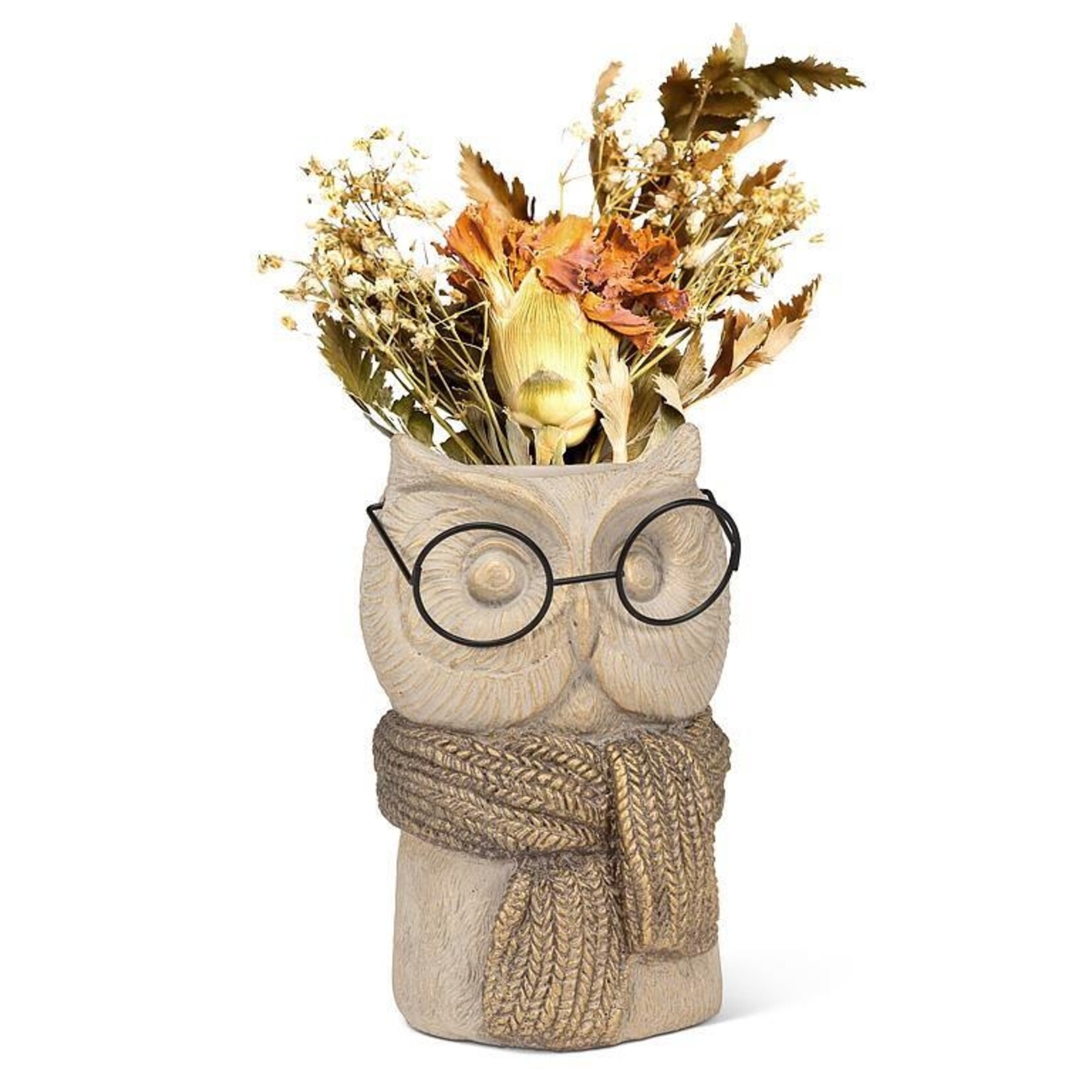 Owl Vase w Scarf & Glasses
