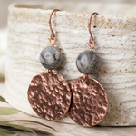 Hammered Copper Earrings w Terra Rosa