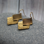 Brass Smooth & Hammered Diamond Earrings