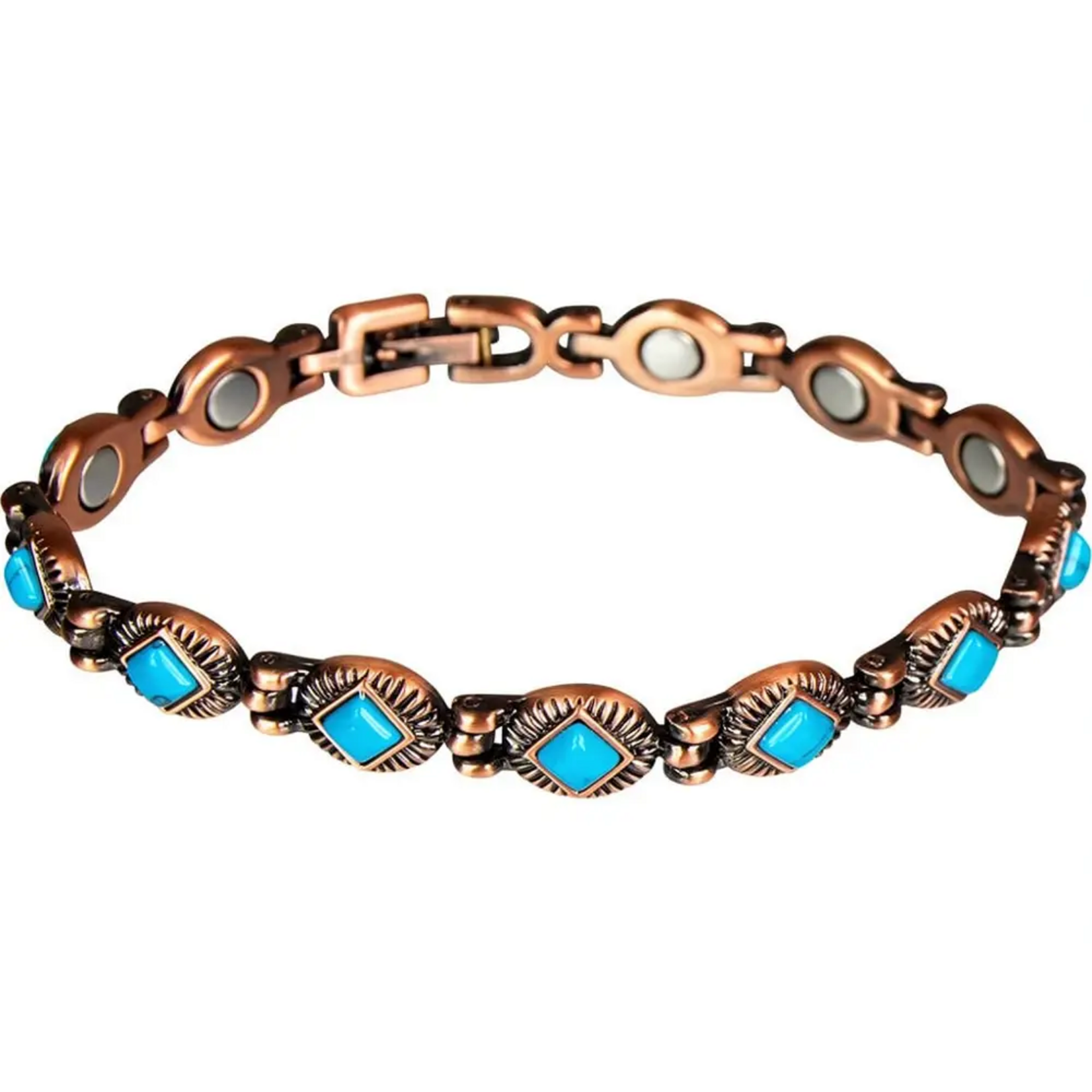 Magnetic Copper Link Bracelet - Turquoise