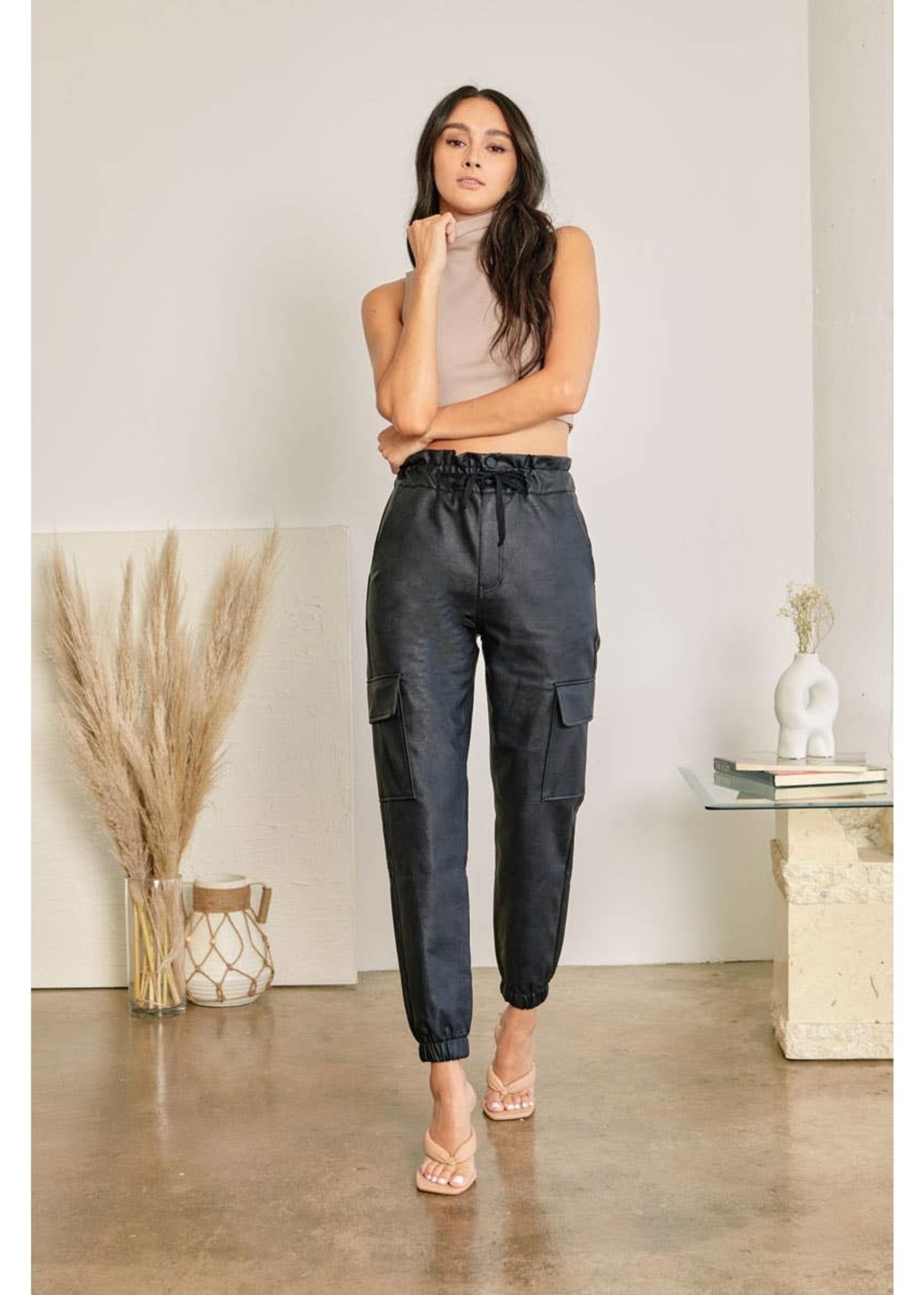 KANCAN- Faux Leather Coated Jogger 