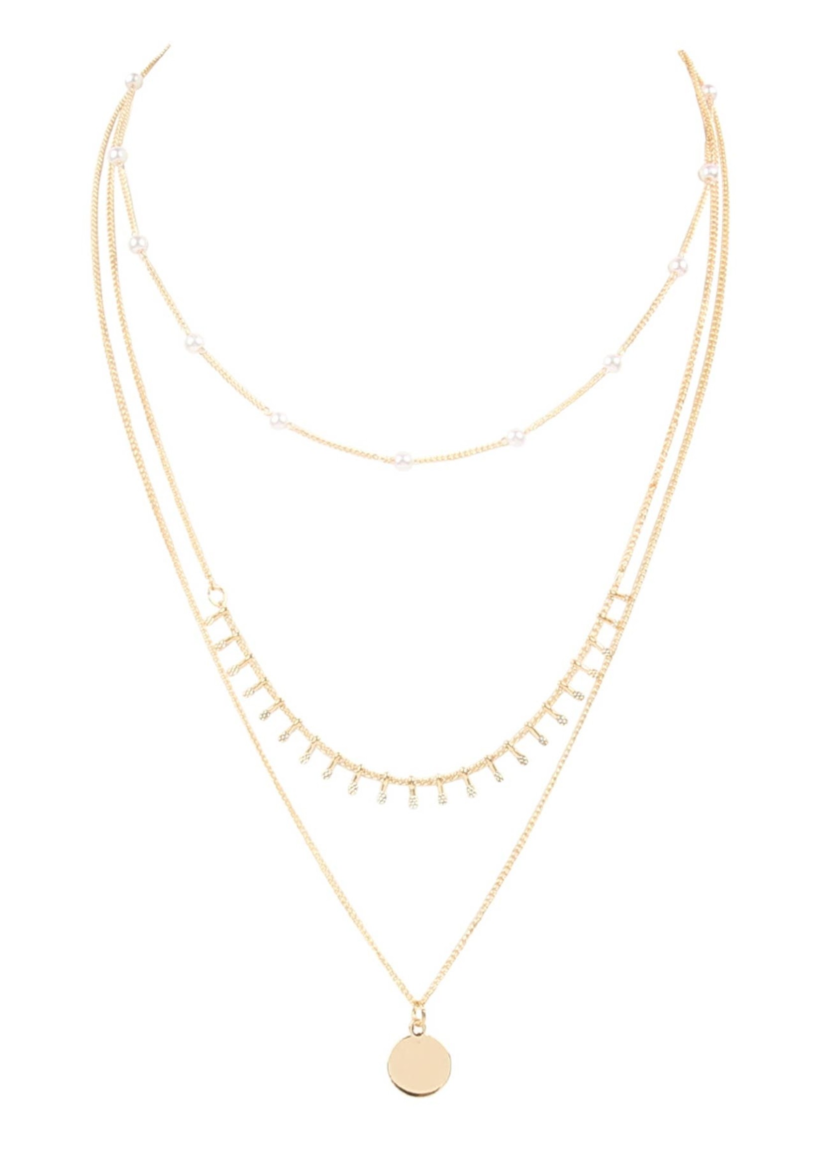 Three Layered Gold Chain Necklace 