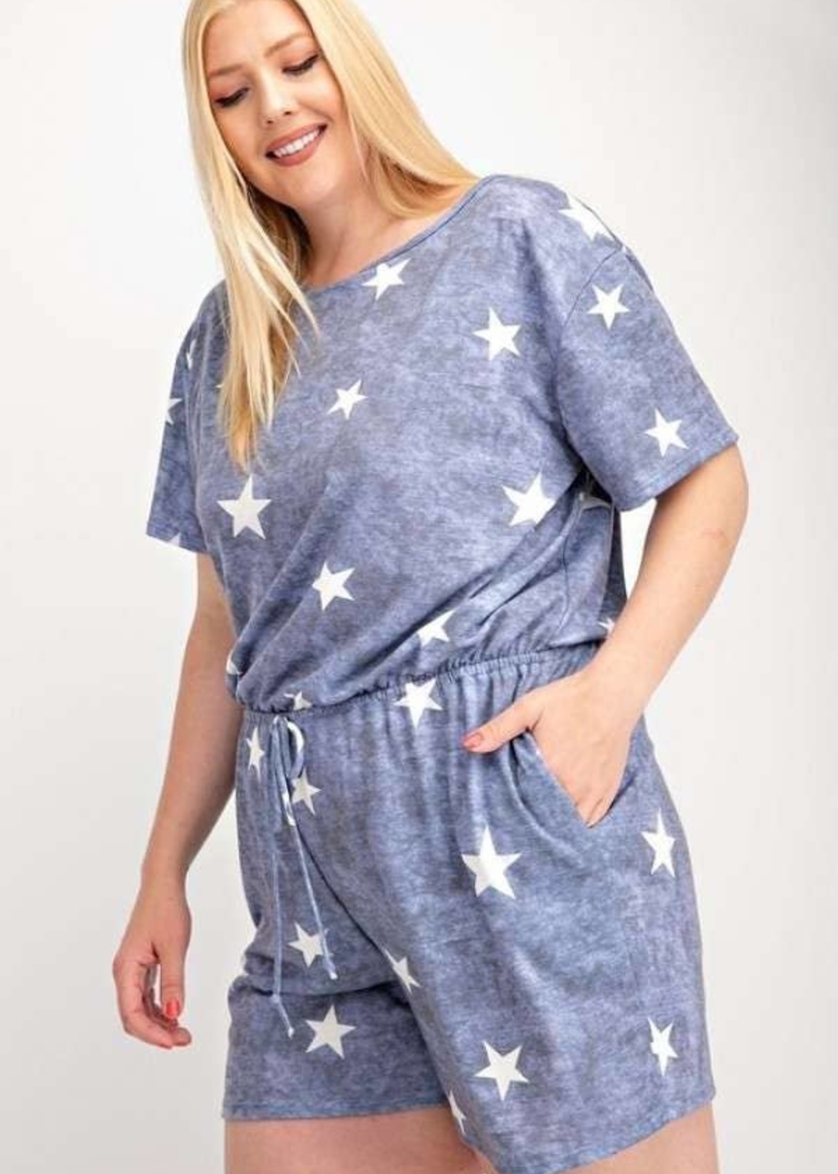 Navy Star Romper