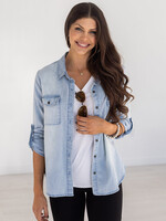 Stretchy Chambray Button Up