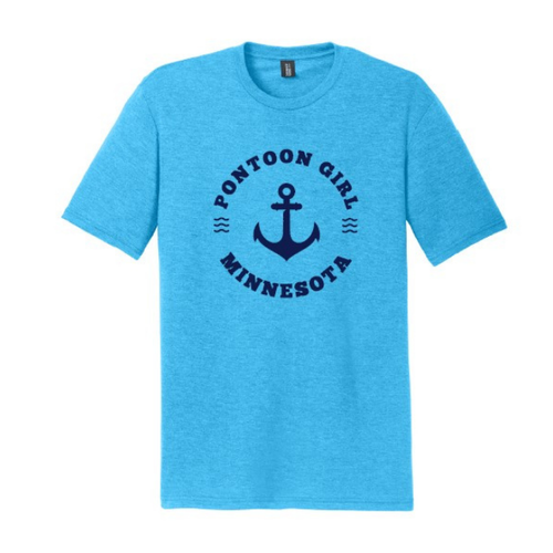 Minnesota Pontoon Girl T-Shirt Bright Turquoise Minnesota Pontoon Girl T-Shirt Bright Turquoise