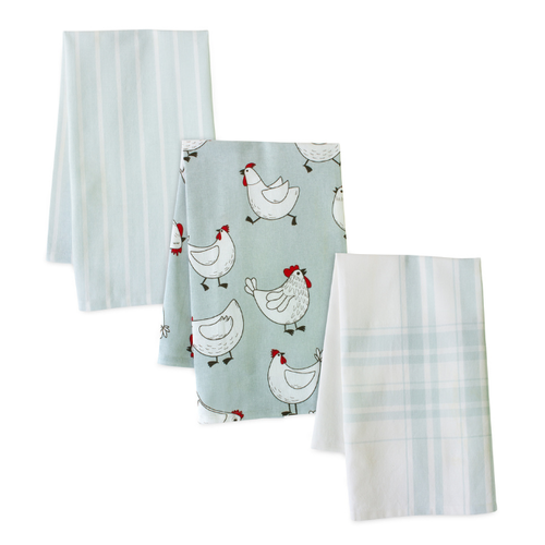 Tea Towel w Chicken Set of 3 - Melrose Tea Towel w Chicken Set of 3 - Melrose