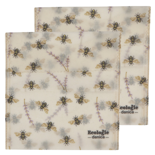 Beeswax Sandwich Bags set of 2 - Bees Beeswax Sandwich Bags set of 2 - Bees