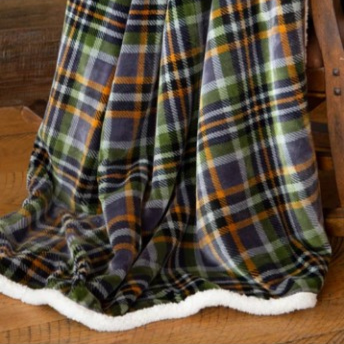 Gray & Green Plaid Plush Throw Gray & Green Plaid Plush Throw
