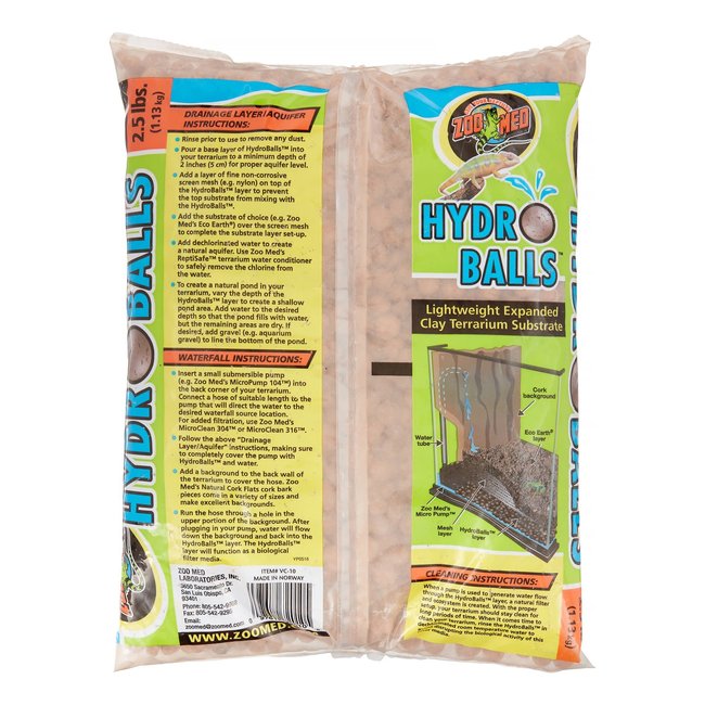 Zoo Med HydroBalls Lightweight Expanded Clay Terrarium Substrate - 2.5 lb