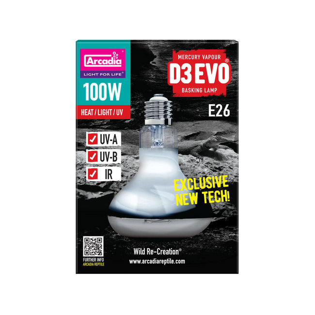Arcadia Reptile D3Evo UV-B Basking Lamp, 100W