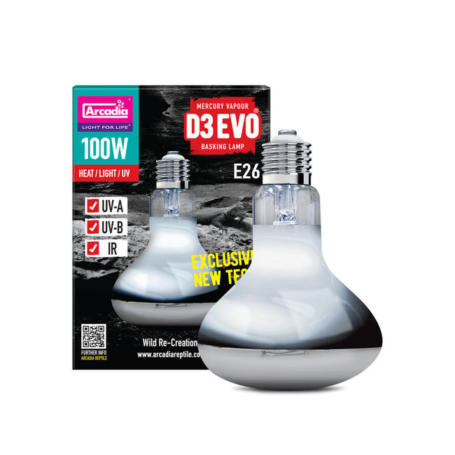 Arcadia Reptile D3Evo UV-B Basking Lamp, 100W