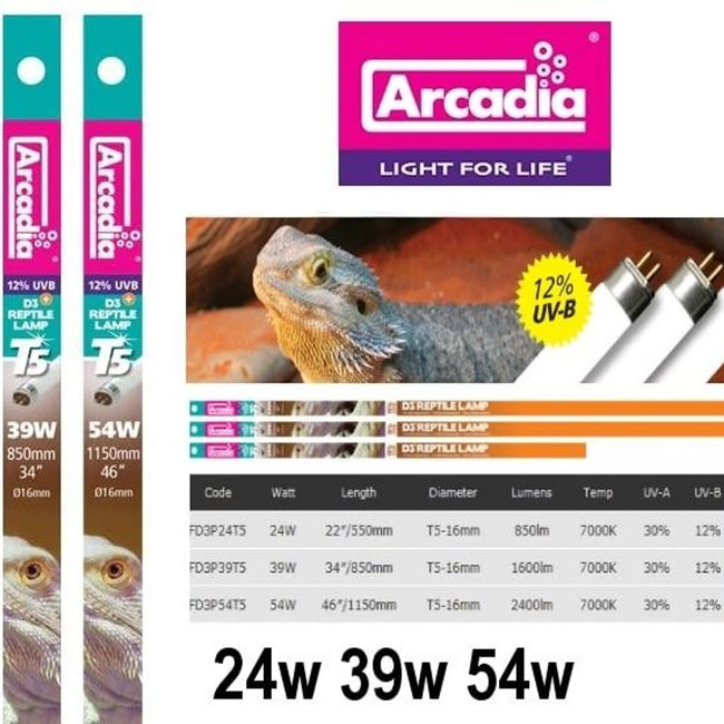 Arcadia T5 HO Dragon Lamp 12% UVB 39w 34" Replacement