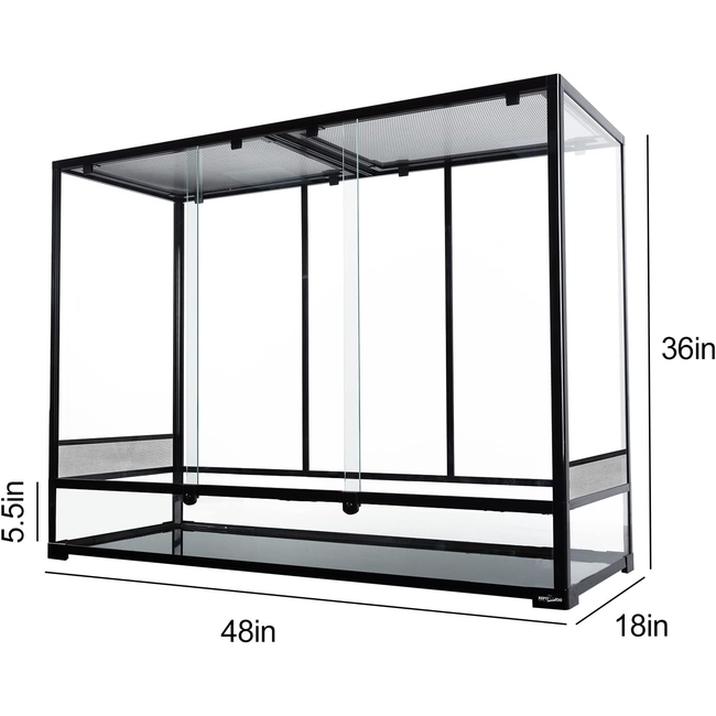 ReptiZoo 48" x 18"x 36" Glass Reptile Terrarium with Sliding Door