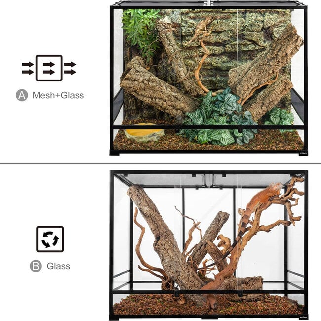 ReptiZoo 48" x 18"x 36" Glass Reptile Terrarium with Sliding Door