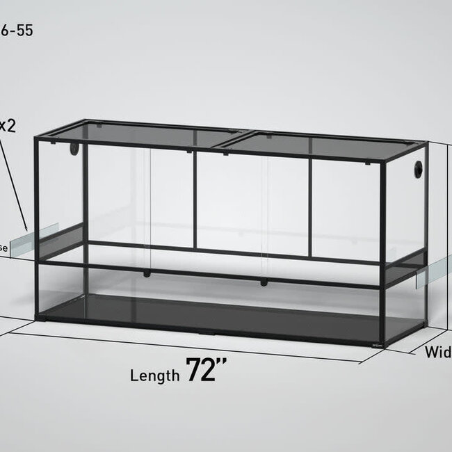 ReptiZoo 72" x 24"x 36" Glass Reptile Terrarium with Sliding Door