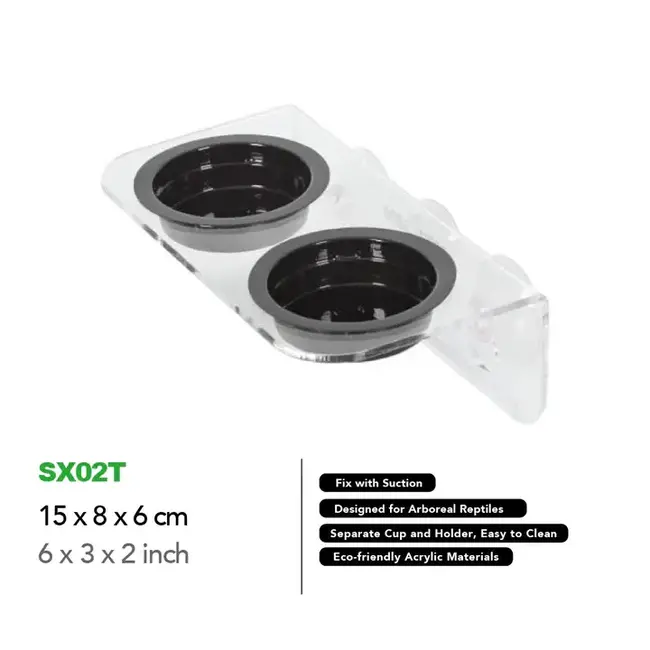 ReptiZoo Double Arboreal Feeder (Suction Cup) Transparent 3mm