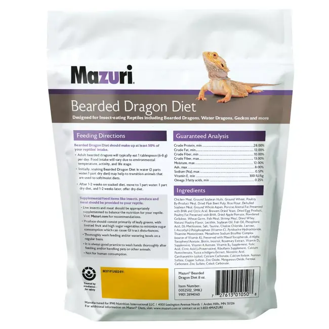 Mazuri Bearded Dragon Diet - 8 oz