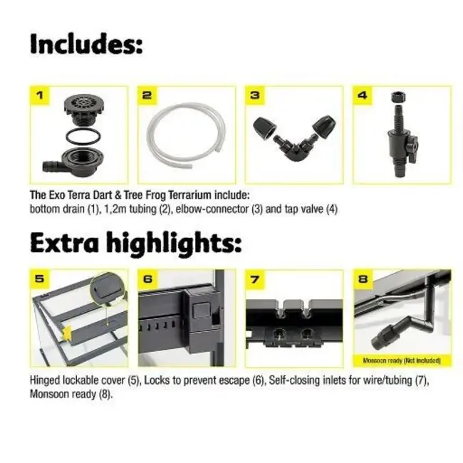 Exo Terra Exo Terra Dart Frog Terrarium 18 x 18 x 18" Advanced Amphibian Habitat -  Small/Wide