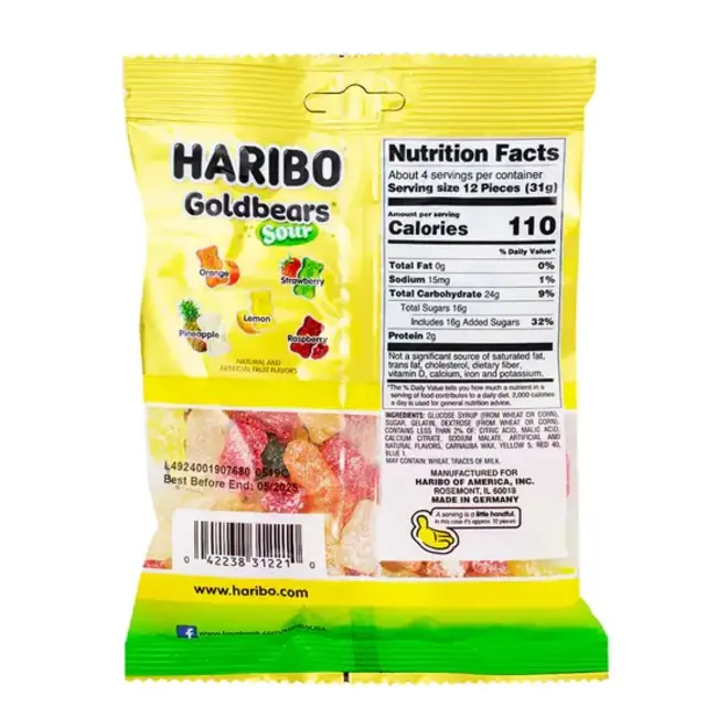 Haribo Gold Bears Sour Gummi Candy