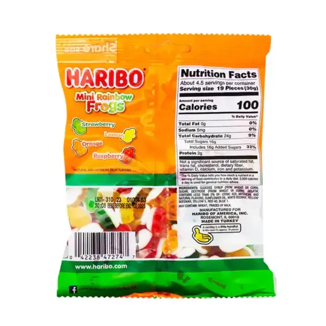 Haribo Mini Rainbow Frogs Gummi Candy