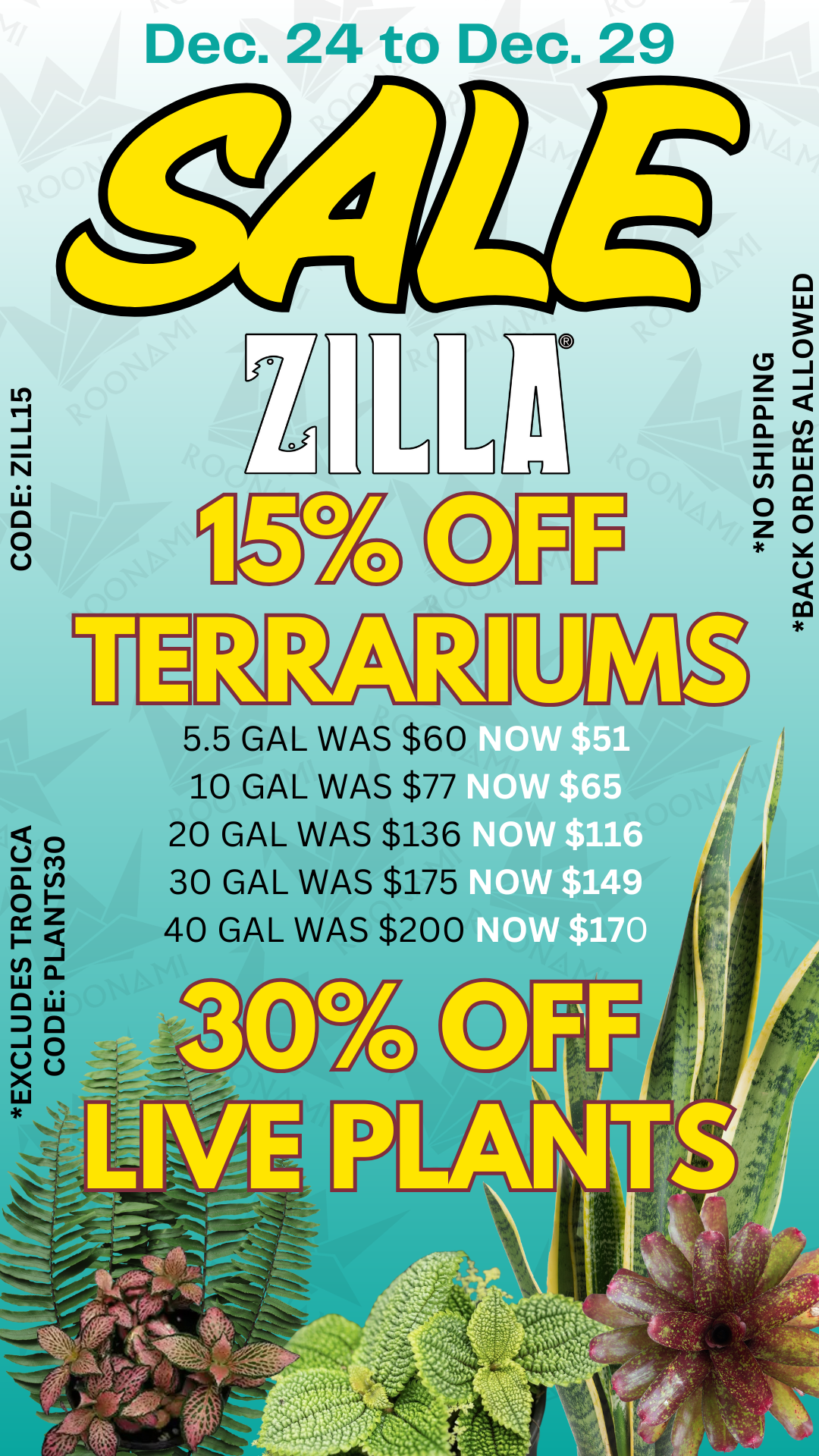 Roonami Reptiles 30% off plant sales