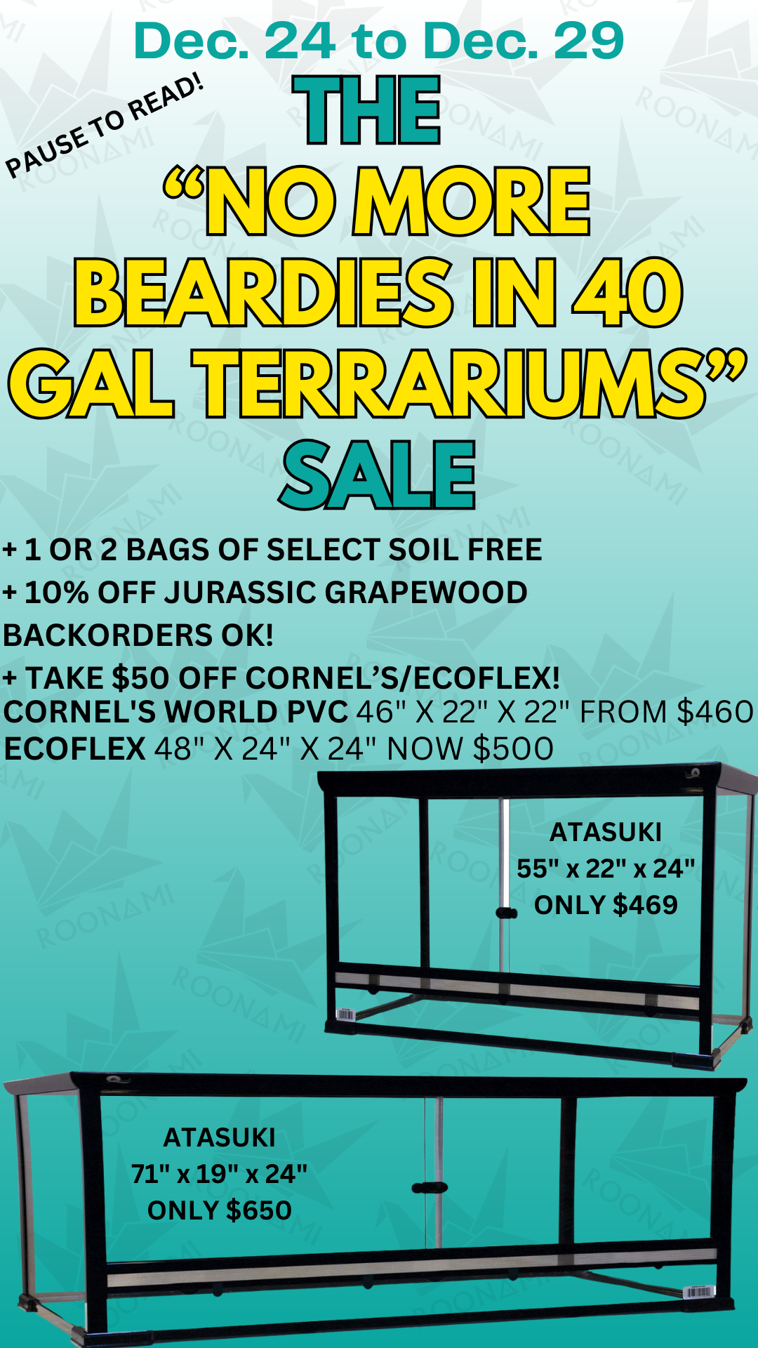 Roonami Reptile bearded dragon terrarium sales