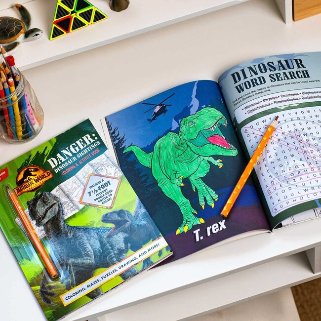 Jurassic World Dominion: Danger: Dinosaur Sightings: Coloring and Activity Book with Pull-out Poster