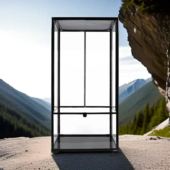 ReptiZoo 24 x 24 x 48" Terrarium Glass Flat Packed Hinge Doors Base Height 14"
