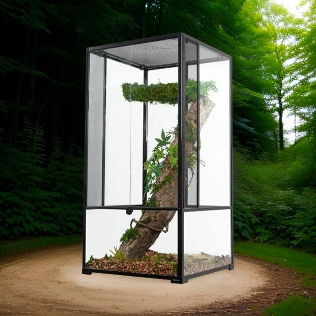 ReptiZoo 24 x 24 x 48" Terrarium Glass Flat Packed Hinge Doors Base Height 14"