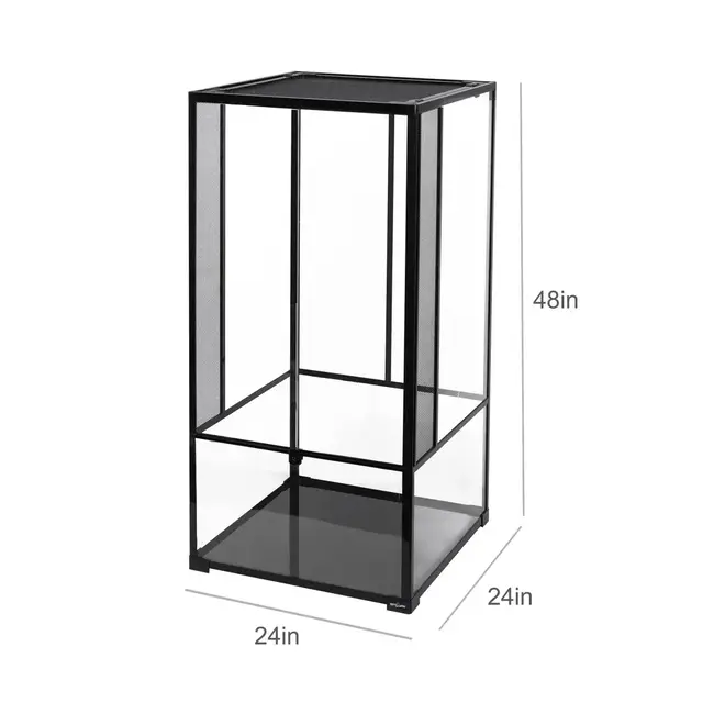 ReptiZoo 24 x 24 x 48" Terrarium Glass Flat Packed Hinge Doors Base Height 14"