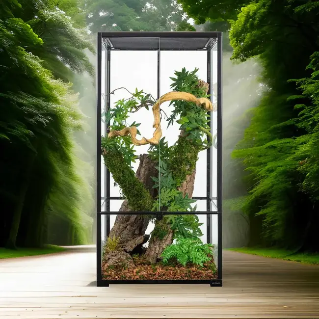 ReptiZoo 24 x 24 x 48" Terrarium Glass Flat Packed Hinge Doors Base Height 14"