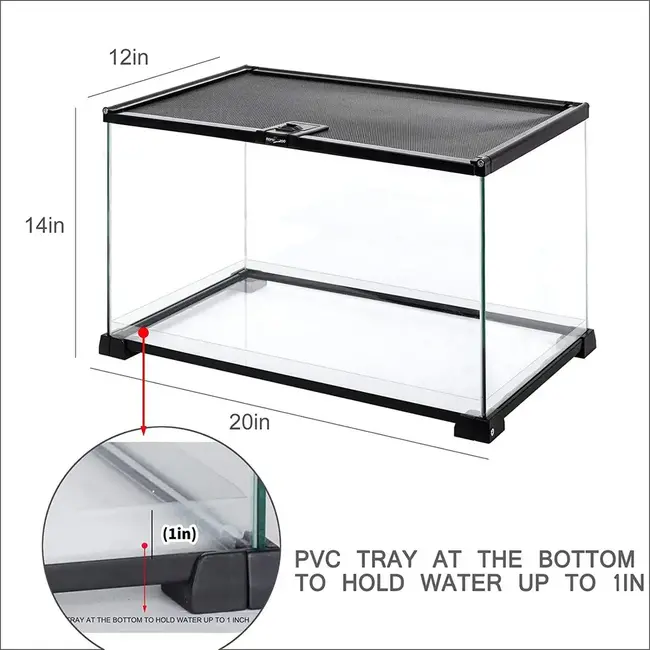 ReptiZoo Mini 20" x 12" x 14"  Terrarium Glass (with cable pass)