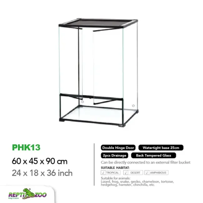 ReptiZoo Paludarium Ultra Clear Glass 24" x 18" x 36"