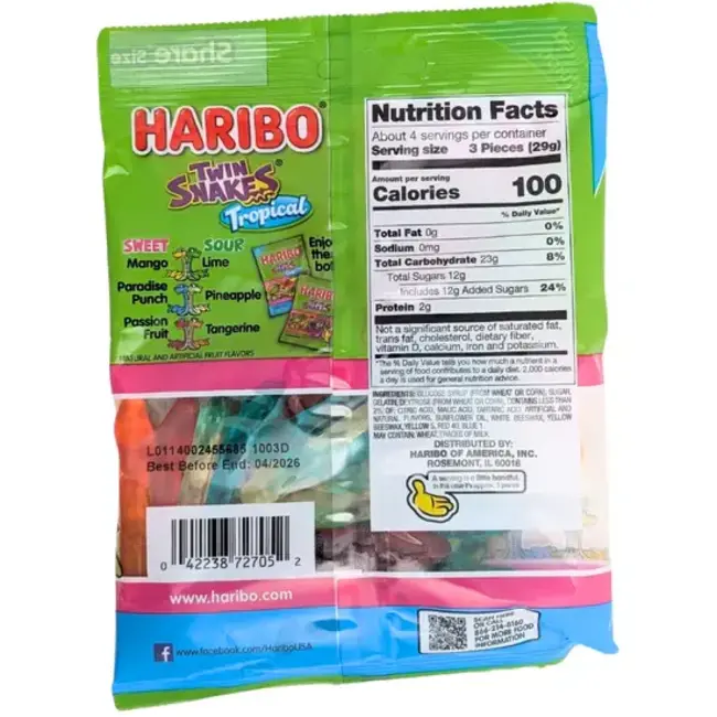 Haribo Twin Snakes Tropical 113g