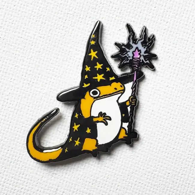 Strike Gently Co Lizard Wizard Pin (Orange Variant)