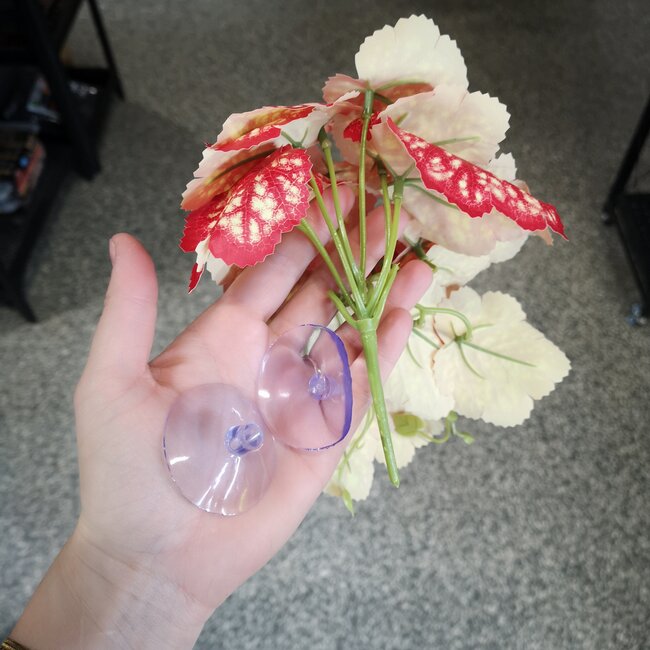 Red Leaf Fake Plant Bush Suction 9x6"