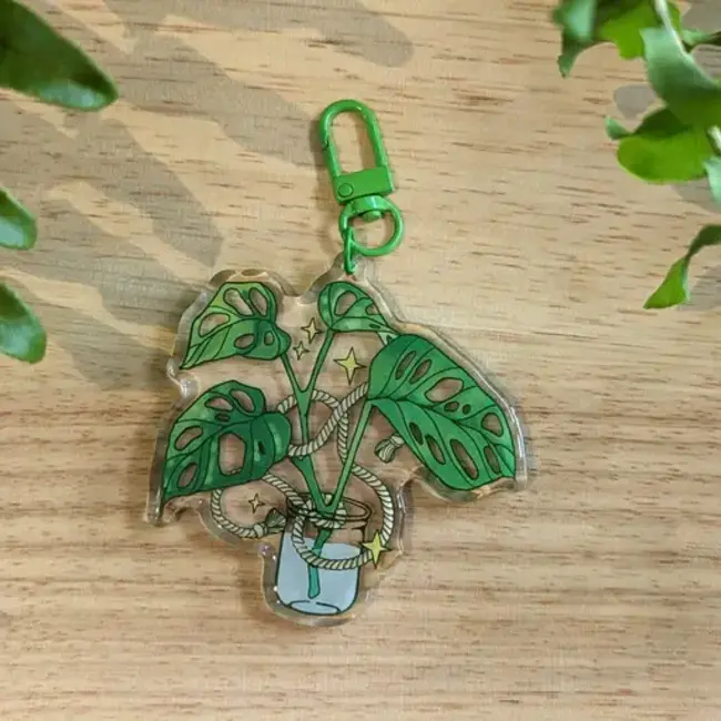 Frog Tree Games Monstera Clipping 3" Acrylic Charm Keychain Frog Tree Games
