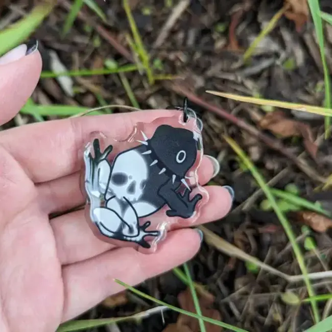 Goth Frogscapes 2" Epoxy Acrylic Charm Keychain Frog Tree Games