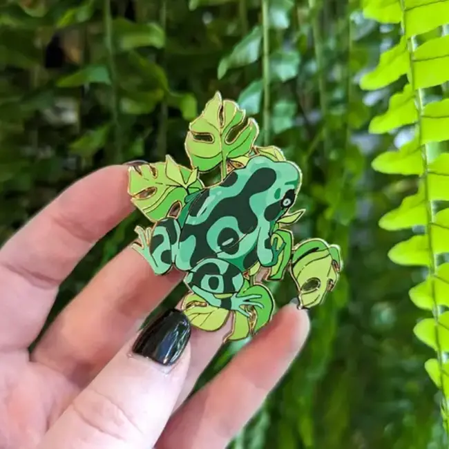 Frog Tree Games Green and Black Poison Dart Frog - Herpetoflora ii Enamel Pin Frog Tree Games