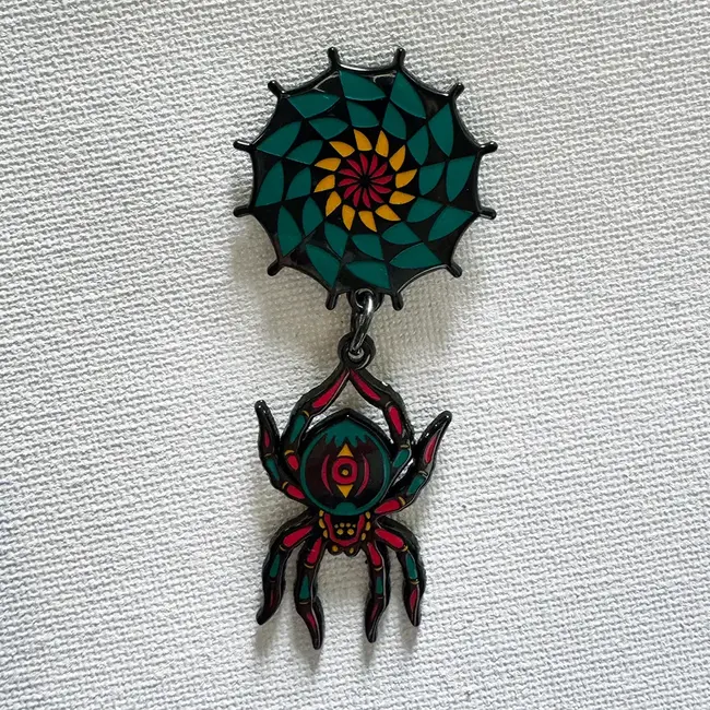Strike Gently Co Spiderweb Deluxe Dangle Pin Strike Gently
