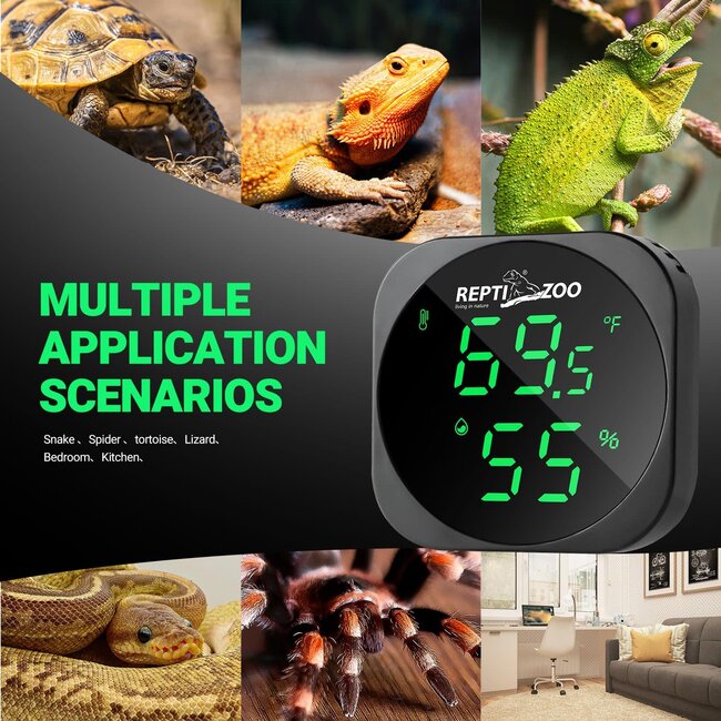 ReptiZoo LED Digital Thermo-Hygrometer with USB