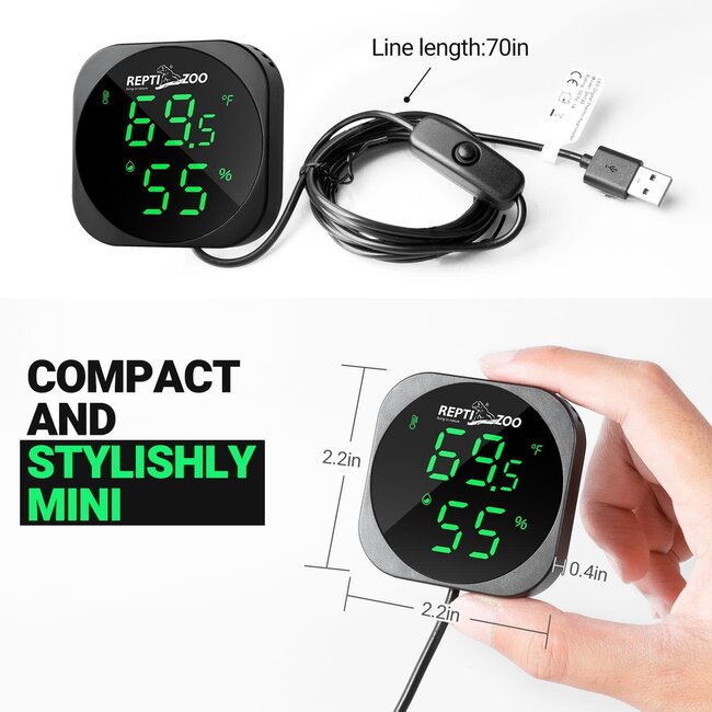 ReptiZoo ReptiZoo LED Digital Thermo-Hygrometer with USB