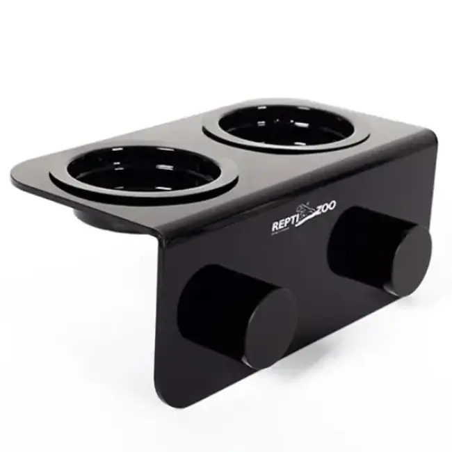 ReptiZoo Magnetic Double Acrylic Gecko Ledge Feeder Black