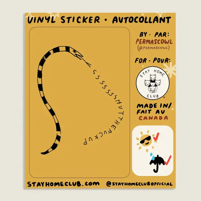 Stay Home Club Stfu Snake Sticker | Waterproof Vinyl by Stay Home Club