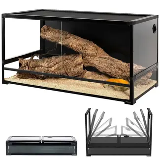 ReptiZoo 48x24x24" Easy-Folding Knock-Down Glass Terrarium with PVC Backing