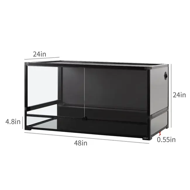 ReptiZoo 48x24x24" Easy-Folding Knock-Down Glass Terrarium with PVC Backing