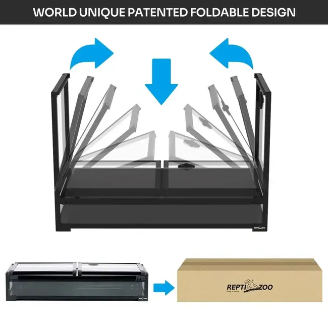 ReptiZoo ReptiZoo 48x24x24" Easy-Folding Knock-Down Glass Terrarium with PVC Backing