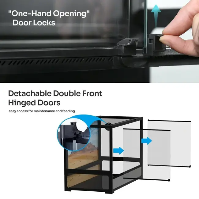 ReptiZoo ReptiZoo 48x24x24" Easy-Folding Knock-Down Glass Terrarium with PVC Backing