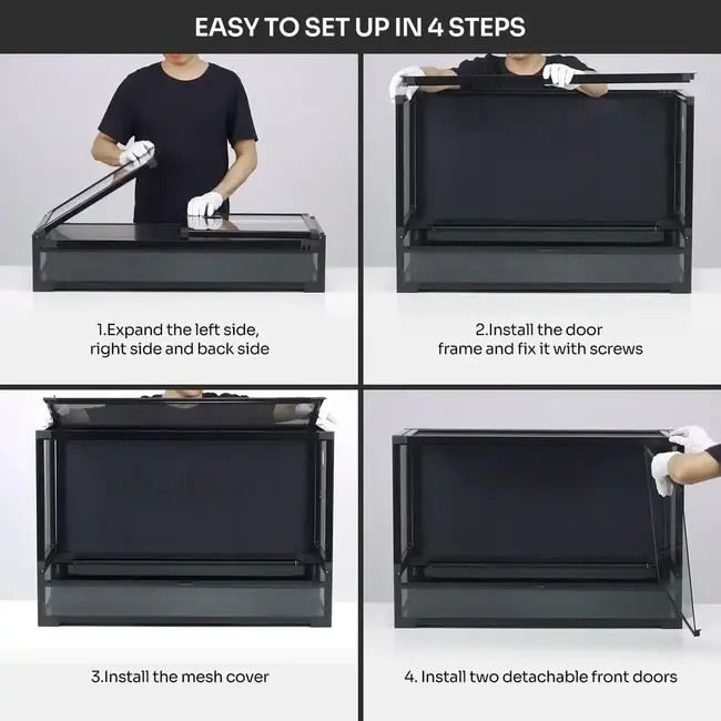 ReptiZoo ReptiZoo 48x24x24" Easy-Folding Knock-Down Glass Terrarium with PVC Backing