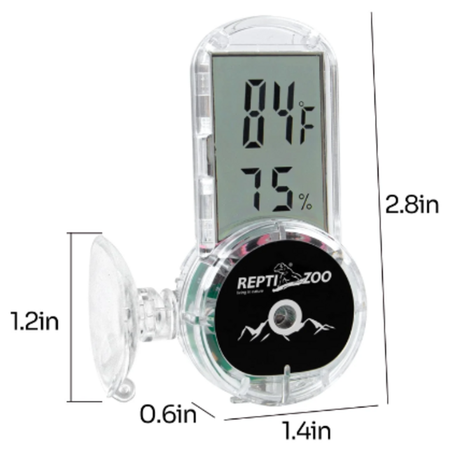ReptiZoo 4 Side Mounting Thermo-Hygrometer Digtal without Probe